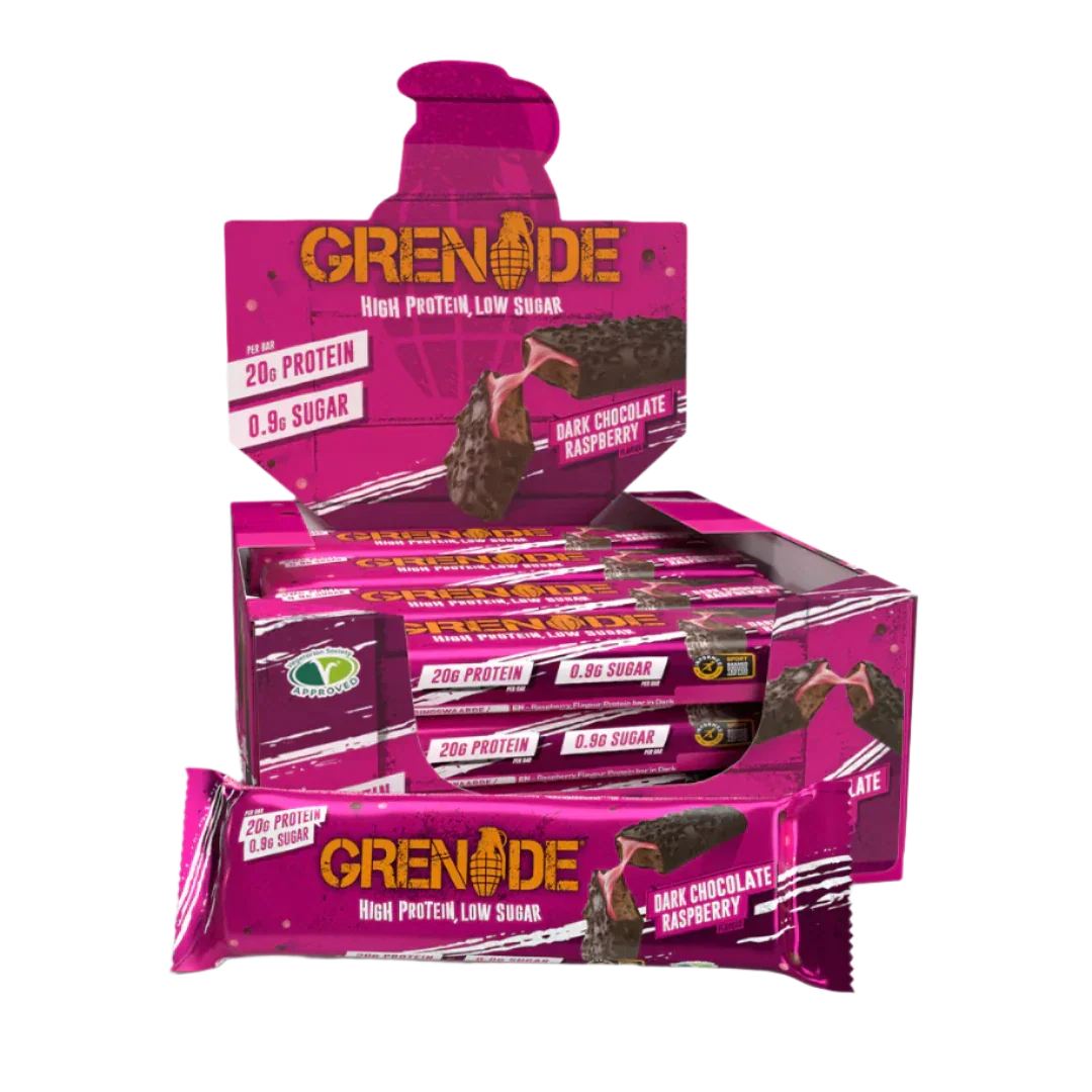 Grenade Protein Bar - 12x60g / Dark Chocolate Raspberry - Protein Bars