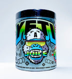 Colorful cartoon-themed Gorillalpha Yeti Juice pre-workout container for chaos crew protein
