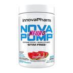 Innovapharm NovaPump Neuro pre-workout tub with watermelon gummy flavor for focus and pumps