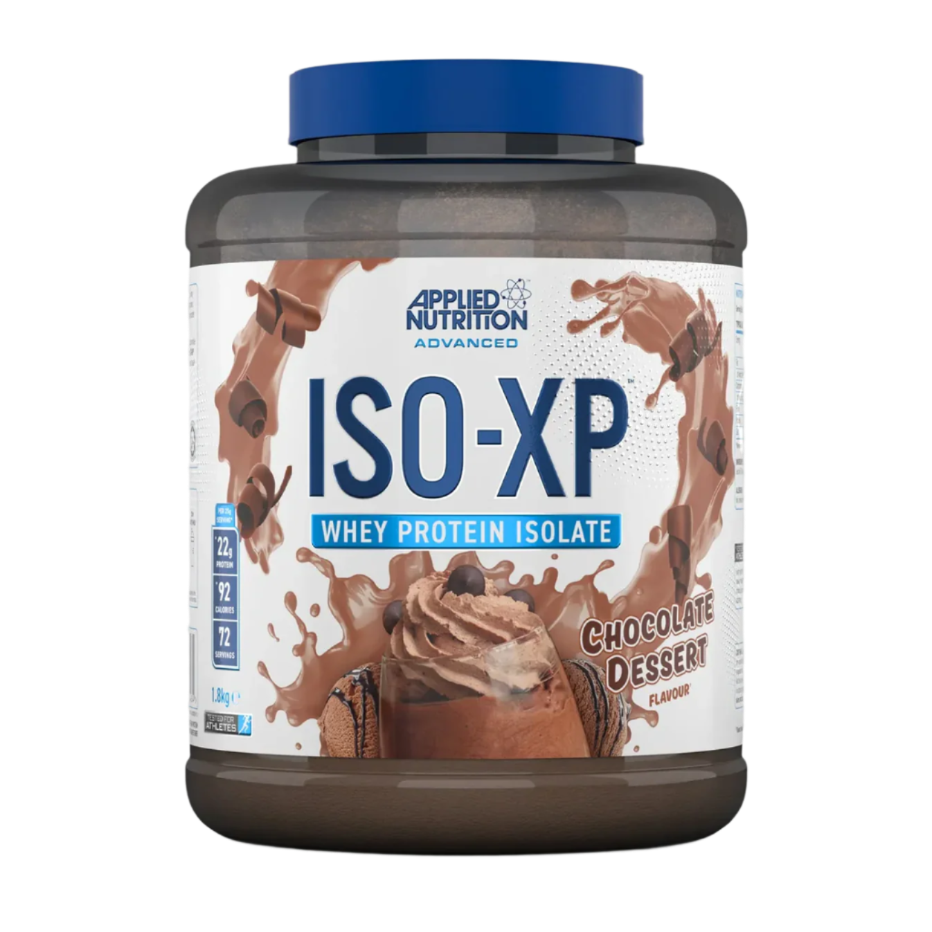 Applied Nutrition Iso-XP whey protein isolate powder with chocolate flavor for easy mixing