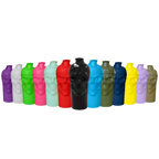 Colorful sports skull shaker bottles made from BPA-free materials with bold skull design