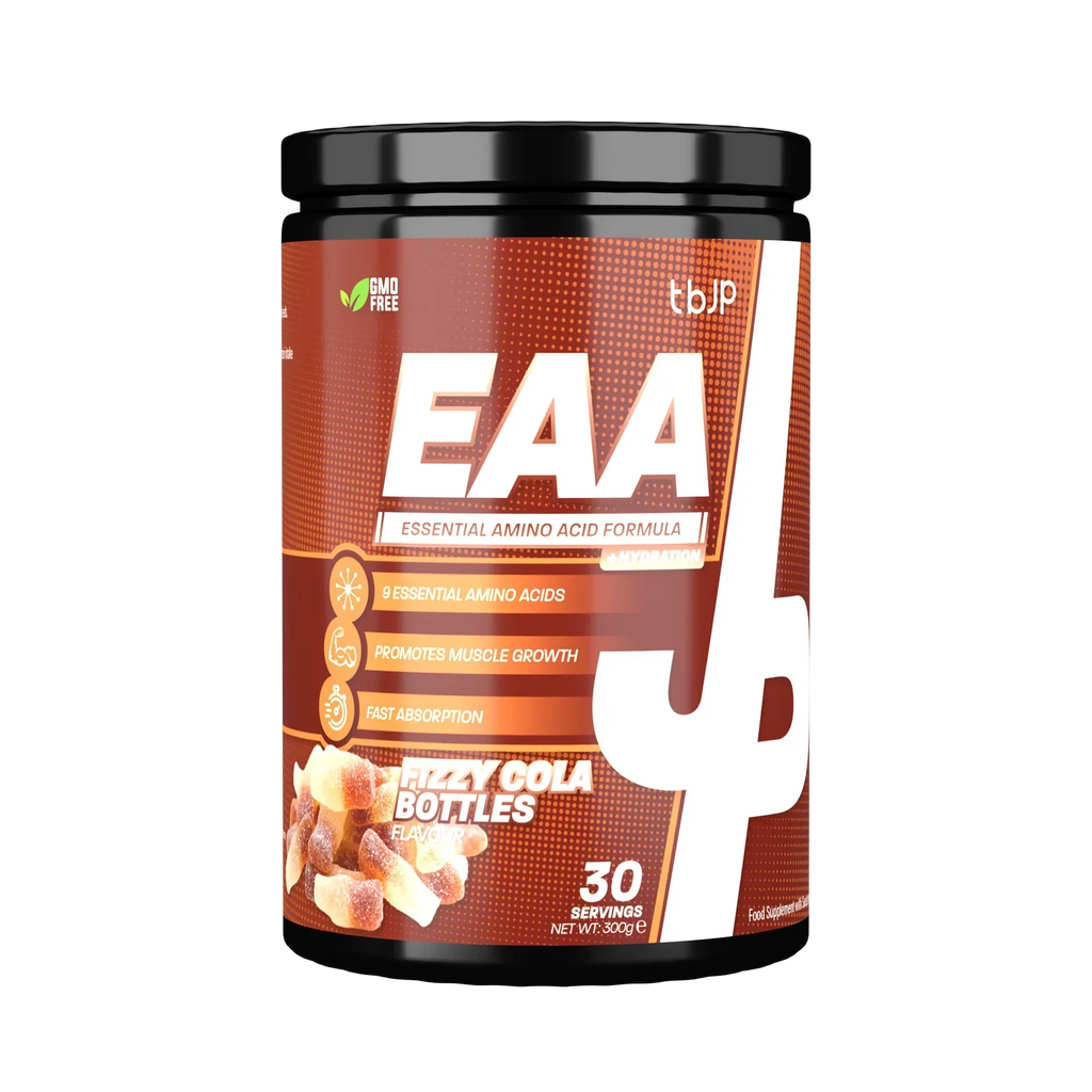 EAA supplement in Fizzy Cola flavor from Trained By JP to boost protein and provide essential nutrients