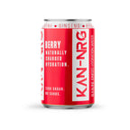 Red and white KAN-NRG alkaline ionised hydration water can with zero sugar and ginseng