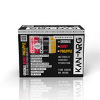 Mixed pack of KAN-NRG alkaline ionised hydration water bottles with natural ingredients and zero sugar for on-the-go hydration
