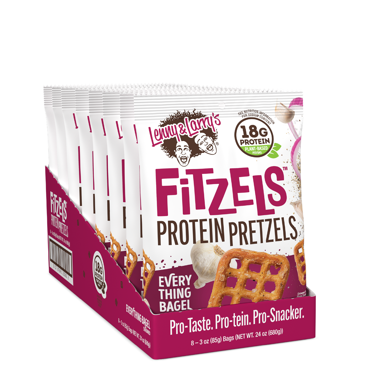 Lenny & Larry’s Fitzels - 8x85g / Everything Bagel - Protein Crisps