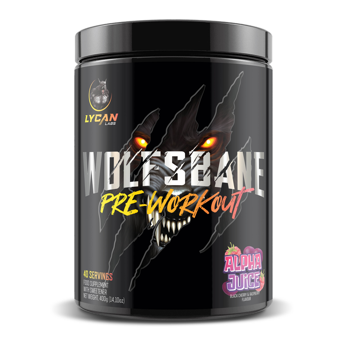 Lycan Labs WOLFSBANE - 400g / Apha Juice (Blackcherry & Raspberry) - Pre-Workout Powder
