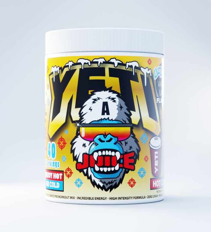Gorillalpha Yeti Juice pre-workout mix in Juice flavor for hot or cold energy boost
