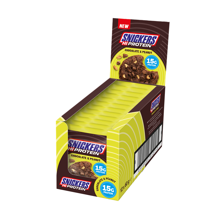 Protein Cookie Original with Snickers Hi-Protein bars, milk chocolate chips, 15g protein