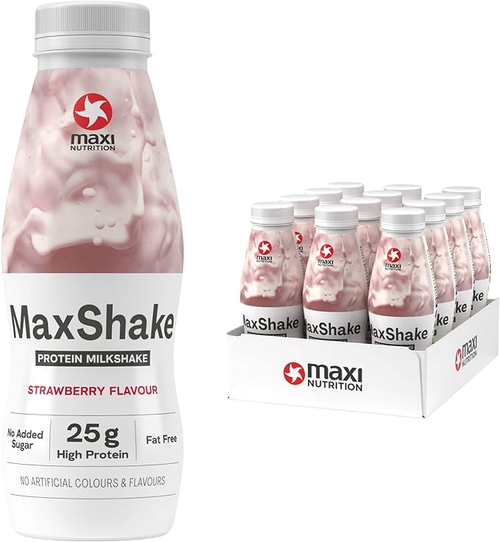 MaxiNutrition MaxShake Protein Milkshake - 12x330ml / Strawberry - Whey Protein Ready-to-Drinks