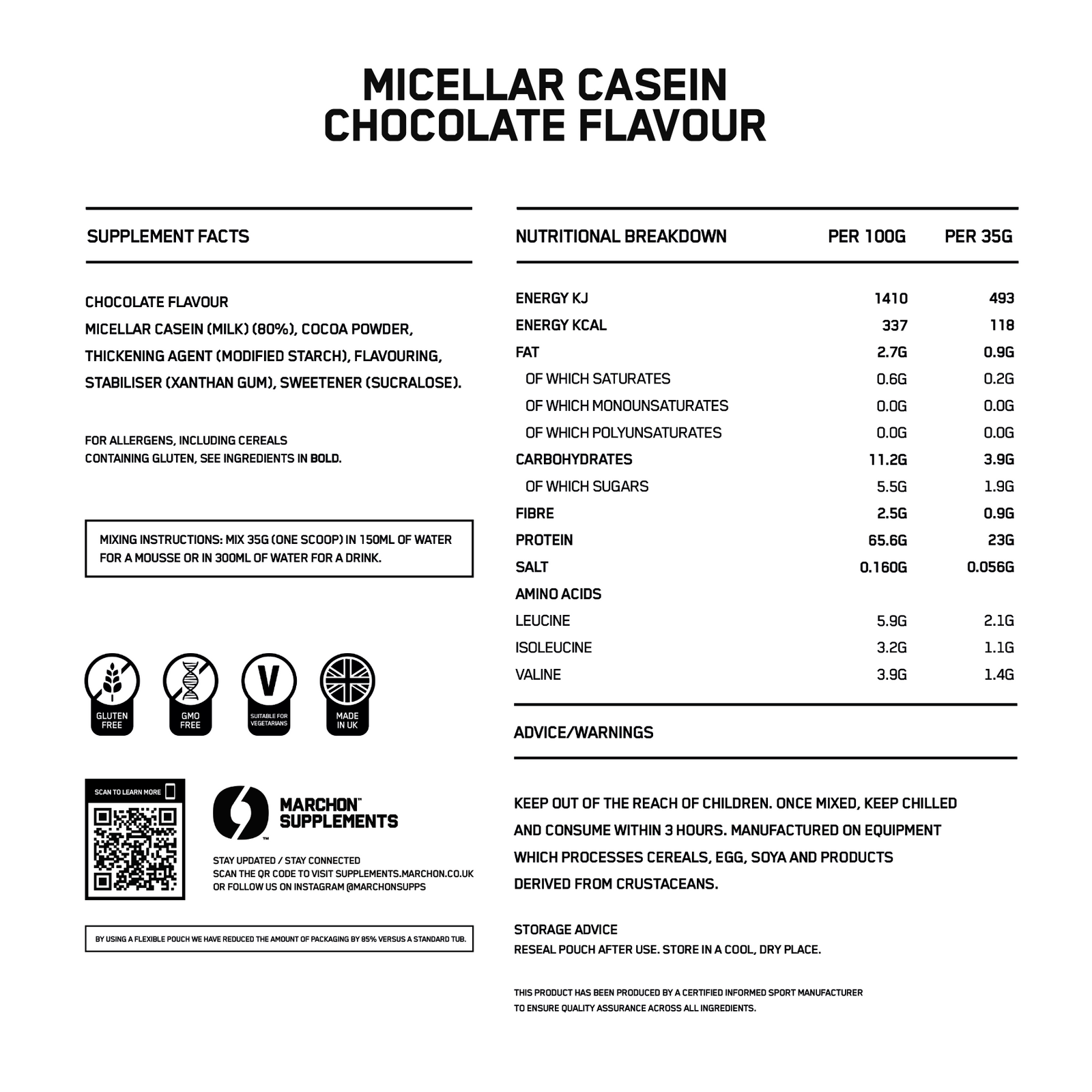 Marchon Supplements Micellar Casein - Micellar Casein Protein Powder