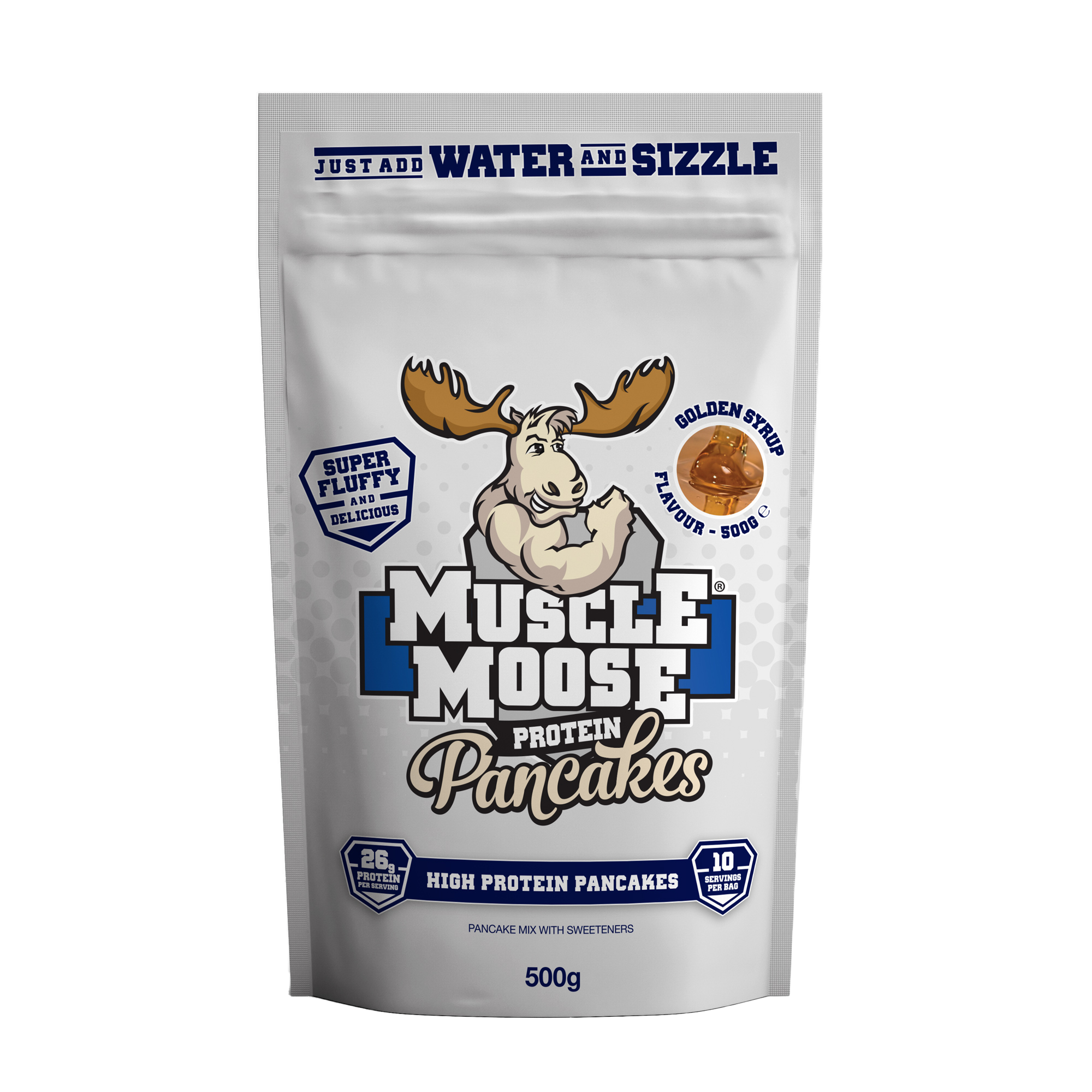 Muscle Moose Protein Pancakes - 500g / Golden Syrup - Protein Pancake Mix Powder