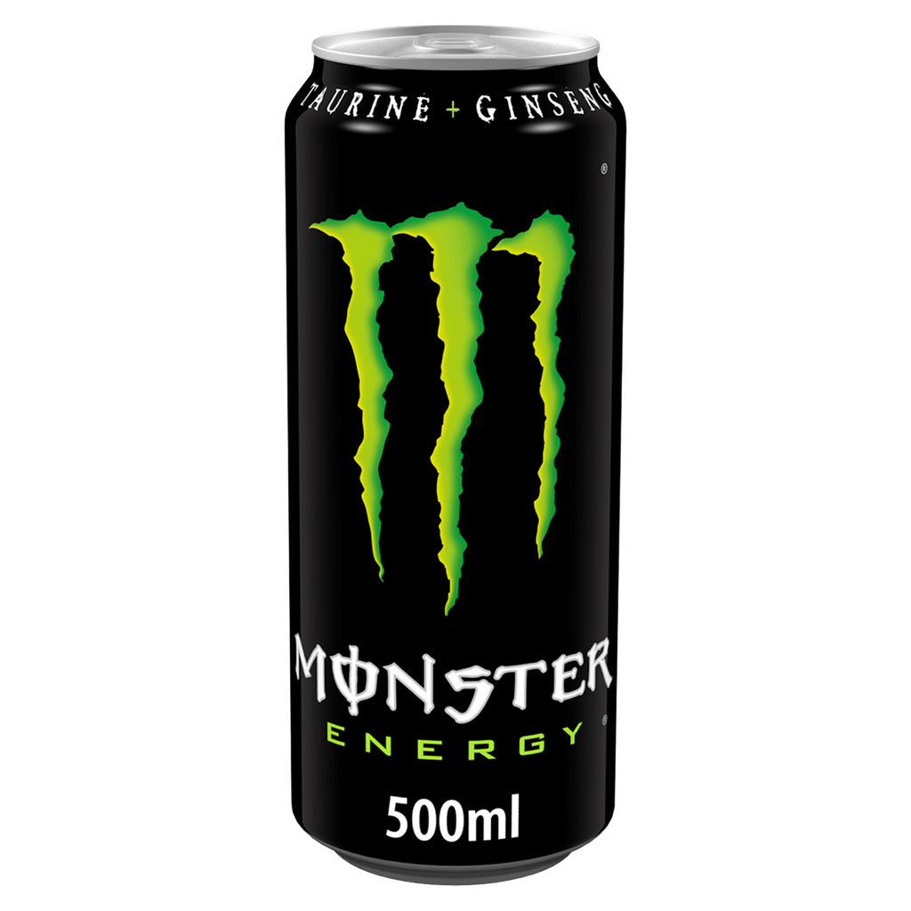 Black Monster Energy drink can with green claw mark logo for maximum refreshment