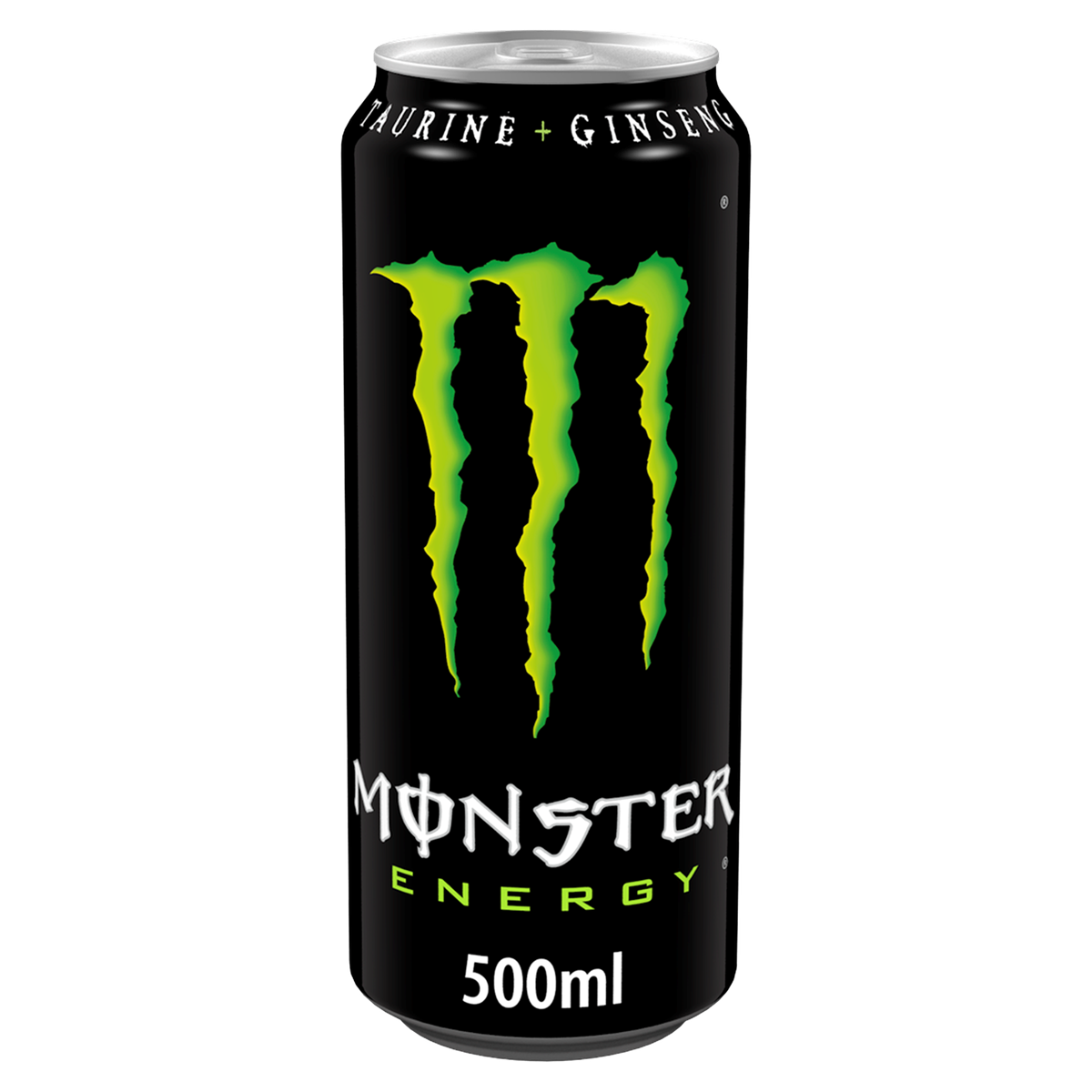 Black Monster Energy drink can with green claw mark logo for maximum refreshment