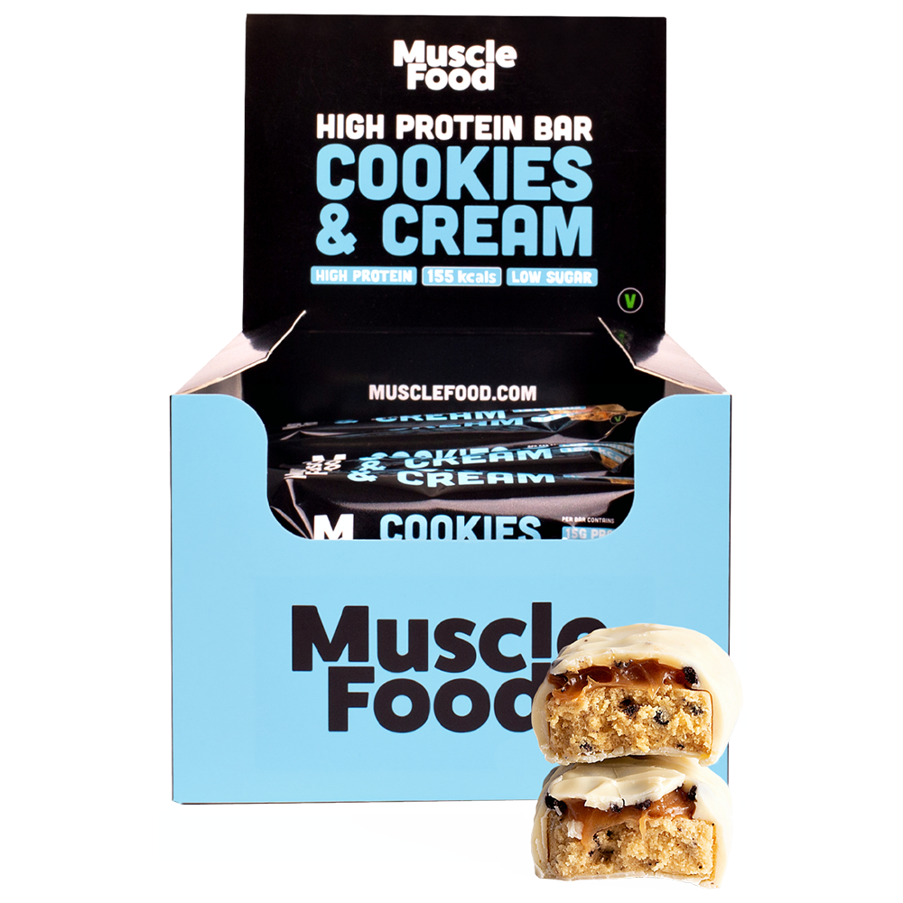 MuscleFood High Protein Bar 12x45g Cookies and Cream - High Protein