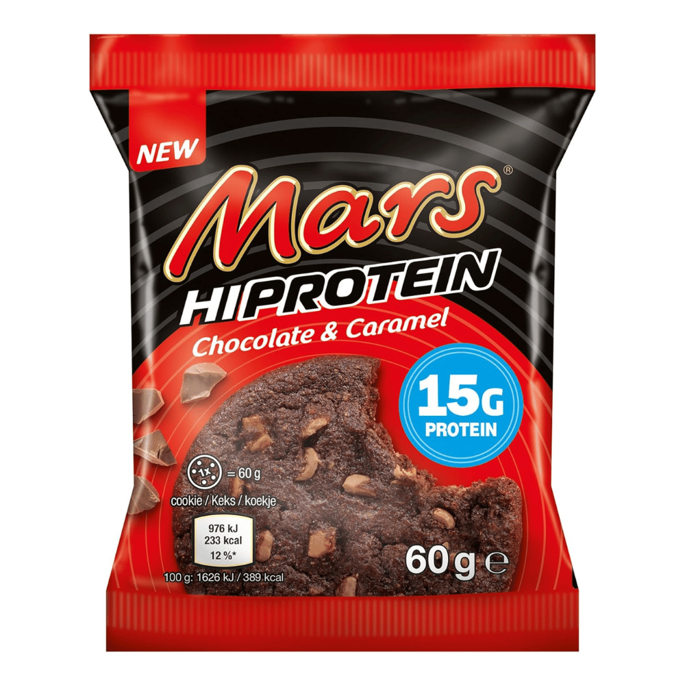 Mars HiProtein Chocolate & Caramel protein cookie original with milk chocolate chips and 15g protein