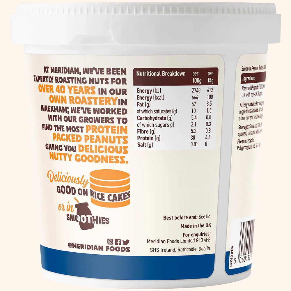 Meridian Protein Smooth (Palm Oil Free) - 700g / Peanut Butter - Nut Butter Spread