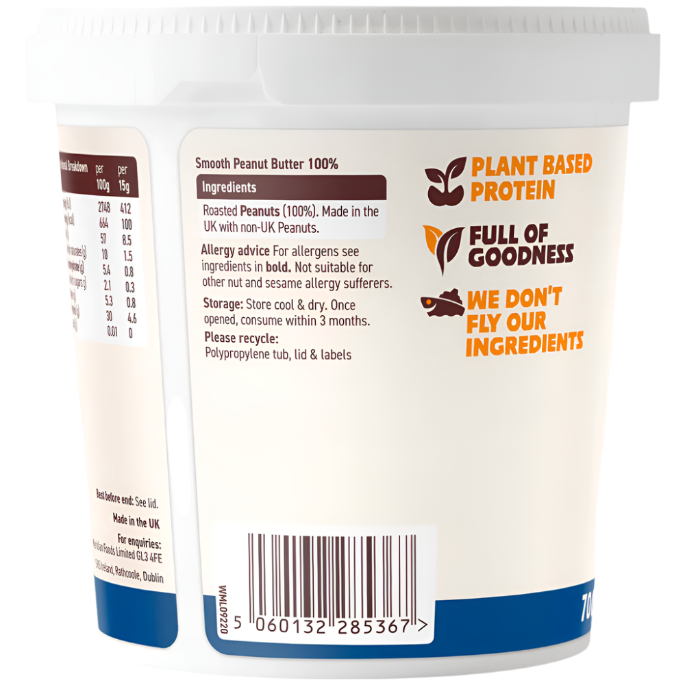 Meridian Protein Smooth (Palm Oil Free) - 700g / Peanut Butter - Nut Butter Spread