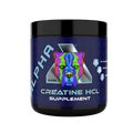 Blue Alpha Neon Creatine HCL container with colorful dog graphic, potent creatine supplement