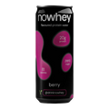 Nowhey protein water can with black and pink design on a white background