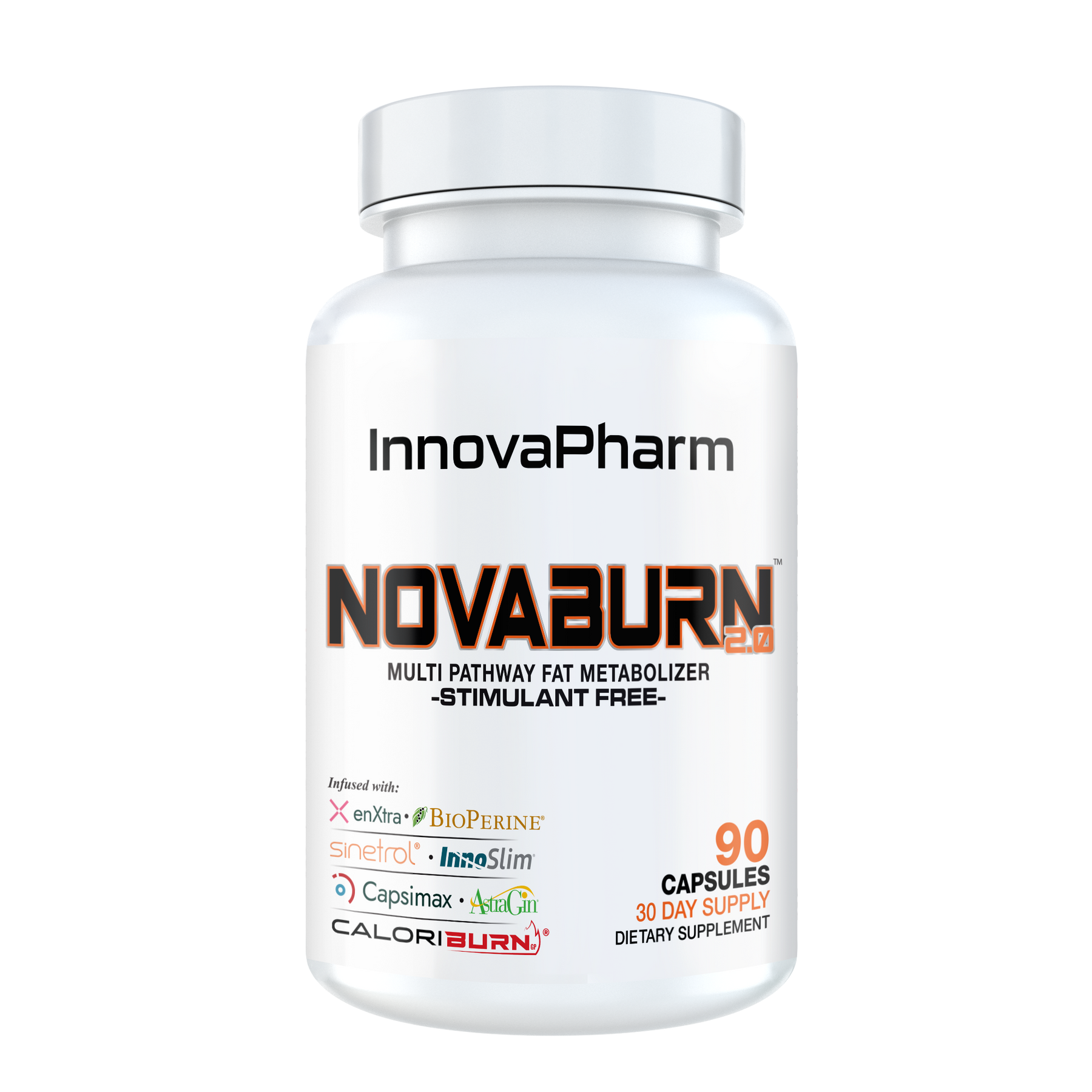 Innovapharm Novaburn 2.0 STIM FREE - 90 Caps - Weight Loss Support Capsules