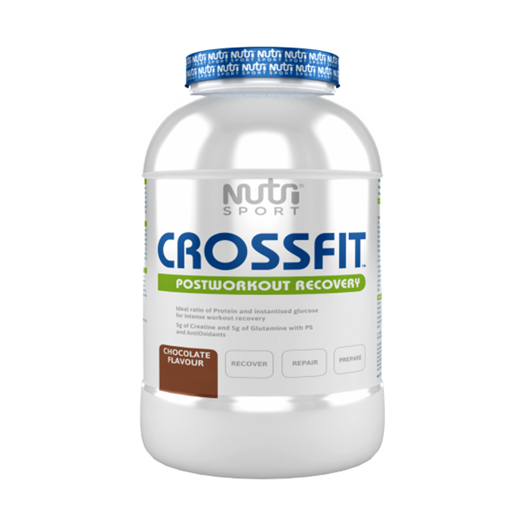 Chocolate-flavored NutriSport Crossfit Post Workout Recovery for fast workout recovery