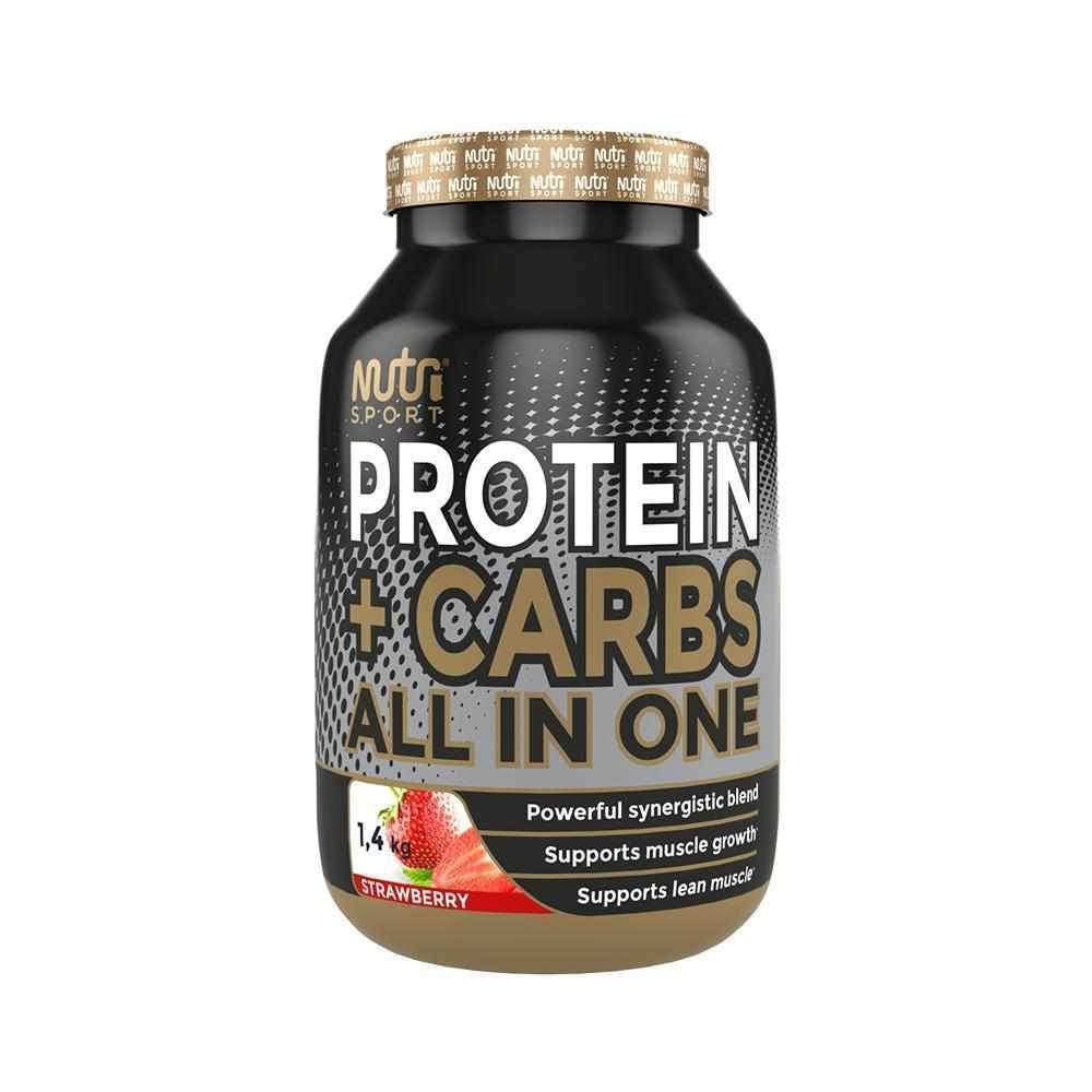 NutriSport Protein + Carbs container for post exercise muscle glycogen boost