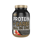 NutriSport Protein + Carbs container for post exercise muscle glycogen boost strawberry flavor
