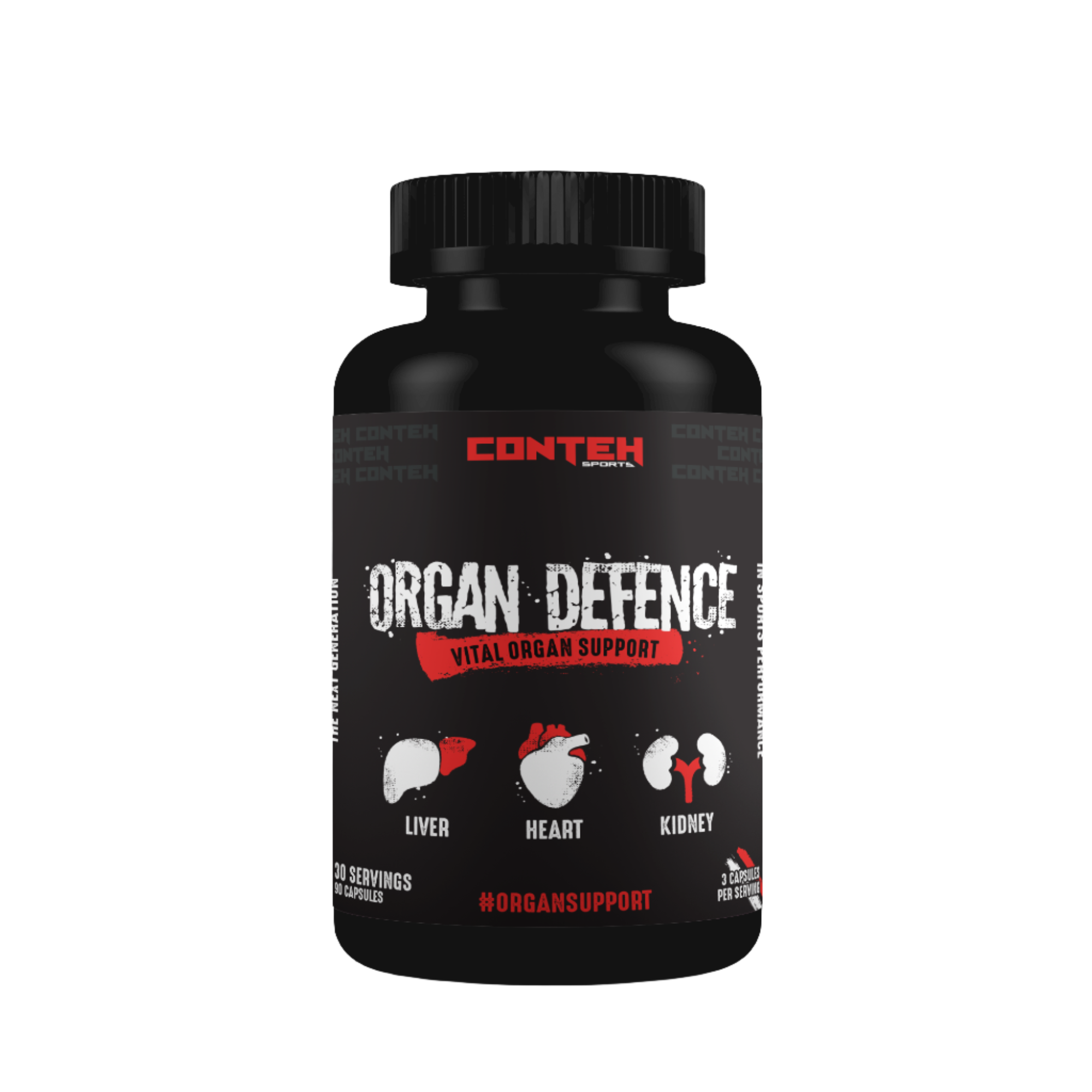 Black Conteh Sports Organ Defence bottle for liver detoxification and cardiovascular health