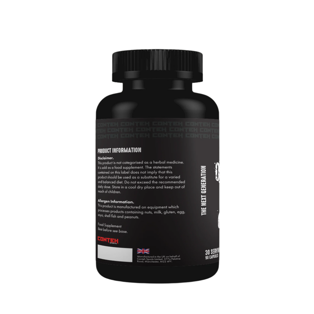 Black plastic bottle of Conteh Sports Organ Defence for blood pressure and cardiovascular health