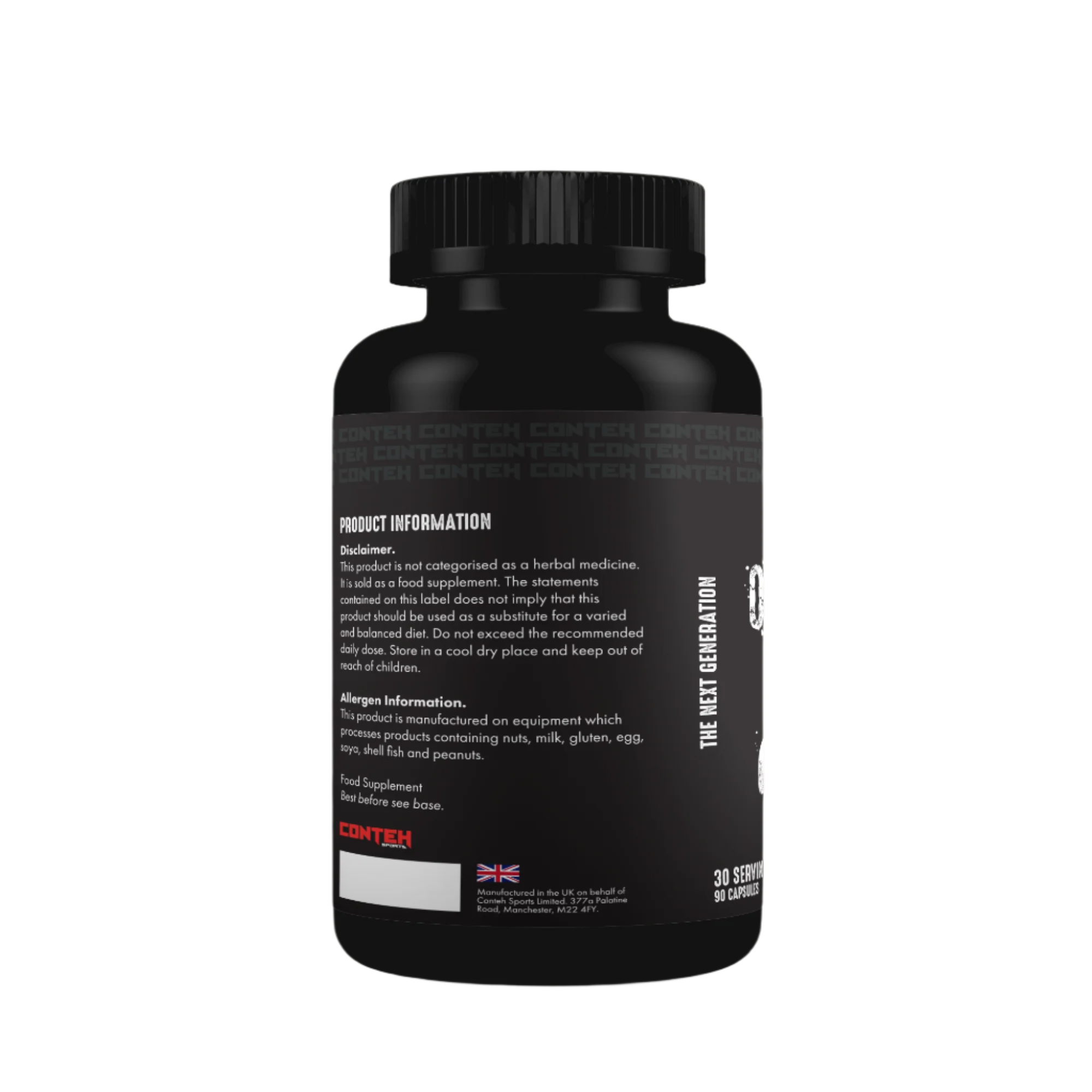 Black plastic bottle of Conteh Sports Organ Defence for blood pressure and cardiovascular health