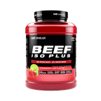 Outangled Beef Iso Plus strawberry-lime flavored beef protein isolate powder tub