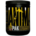 Black and yellow Animal Pak container, a great-tasting powder for nutrition fans