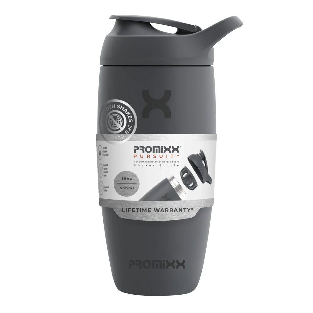 PROMiXX Pursuit Stainless-Steel Shaker Bottle - 550ml / Graphite - Shaker Bottle (Less Than 2 Litres)