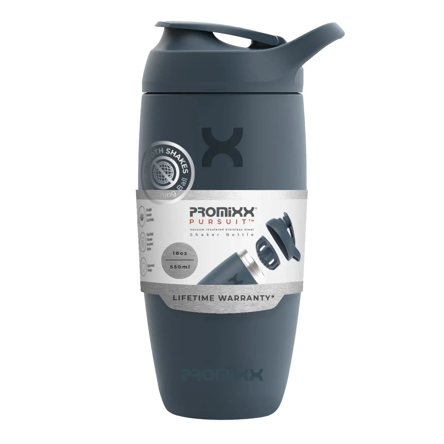 PROMiXX Pursuit Stainless-Steel Shaker Bottle - 550ml / Midnight Blue - Shaker Bottle (Less Than 2 Litres)