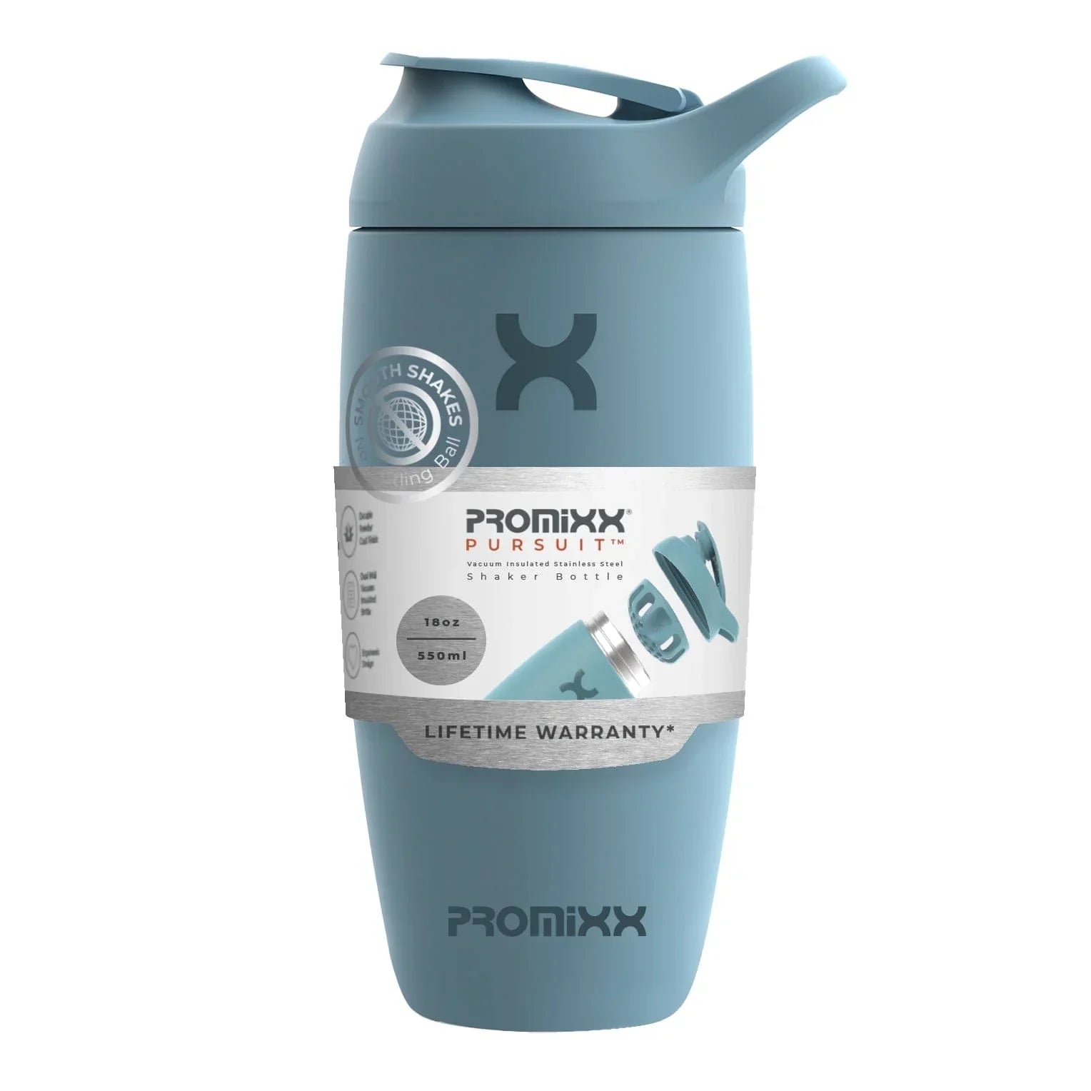PROMiXX Pursuit Stainless-Steel Shaker Bottle - 550ml / Ocean Calm Blue - Shaker Bottle (Less Than 2 Litres)