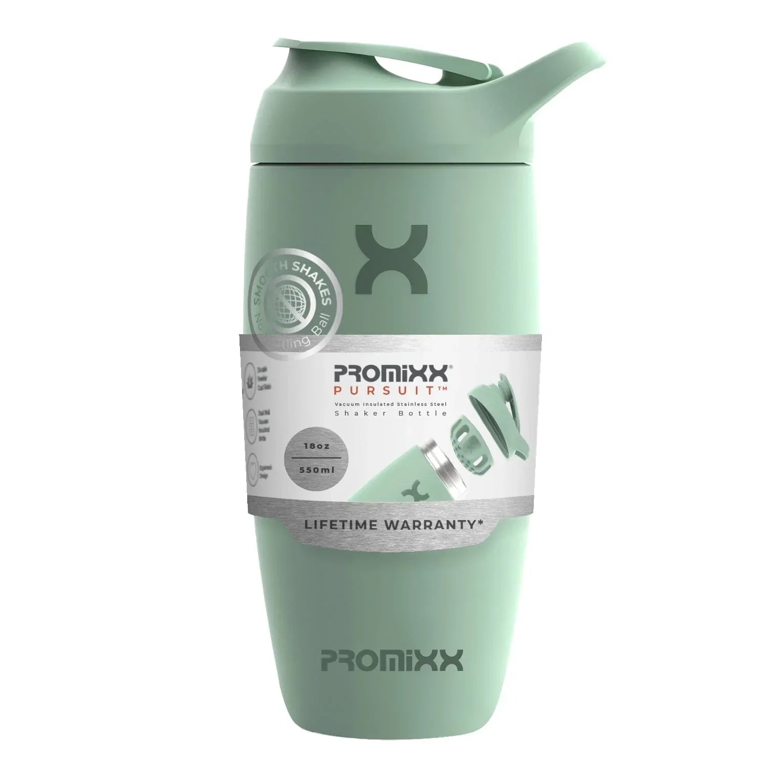PROMiXX Pursuit Stainless-Steel Shaker Bottle - 550ml / Seagrass Green - Shaker Bottle (Less Than 2 Litres)