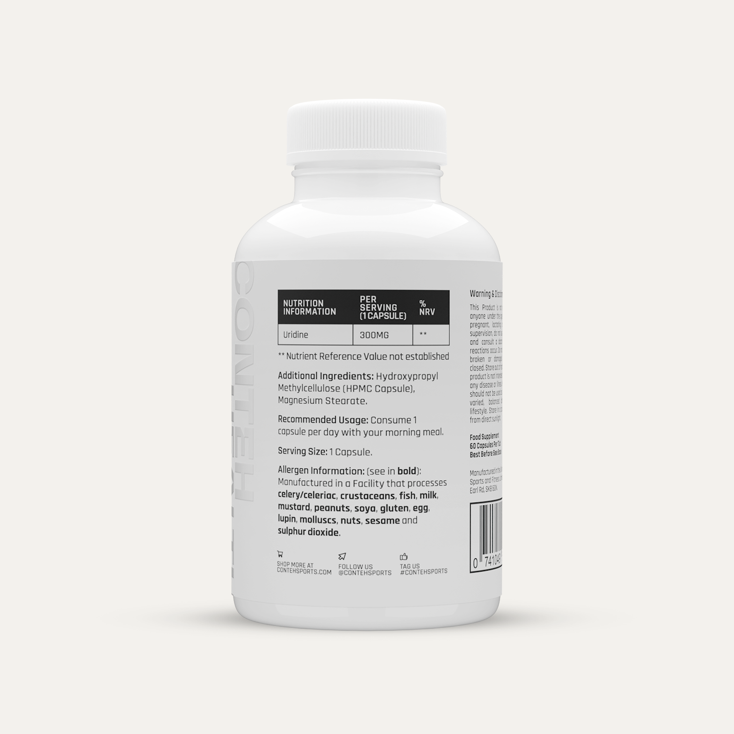 White Conteh Sports Uridine supplement bottle that boosts brain health and helps regulate dopamine