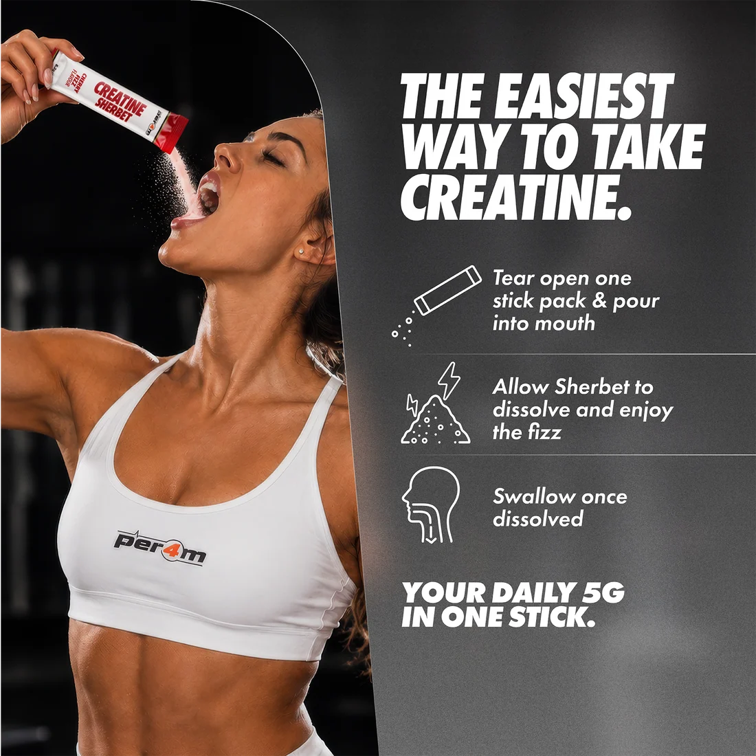 Per4m Creatine Sherbet Stick Packs – 5g Creatine Monohydrate – 20 Sachets