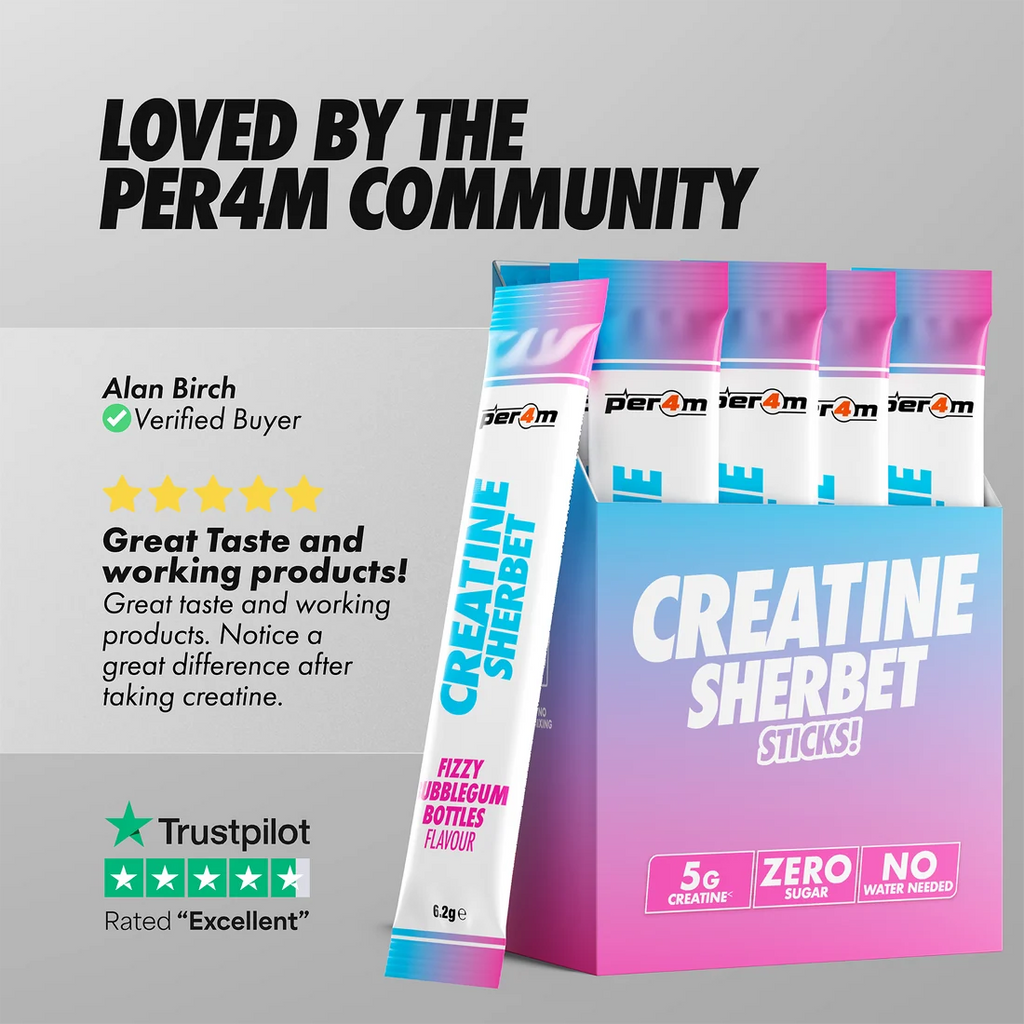 Per4m Creatine Sherbet Stick Packs – 5g Creatine Monohydrate – 20 Sachets