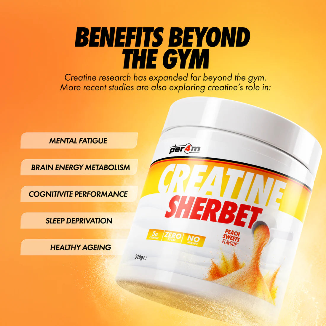Per4m Creatine Sherbet - Fizzy 5g Creatine - No Water Needed