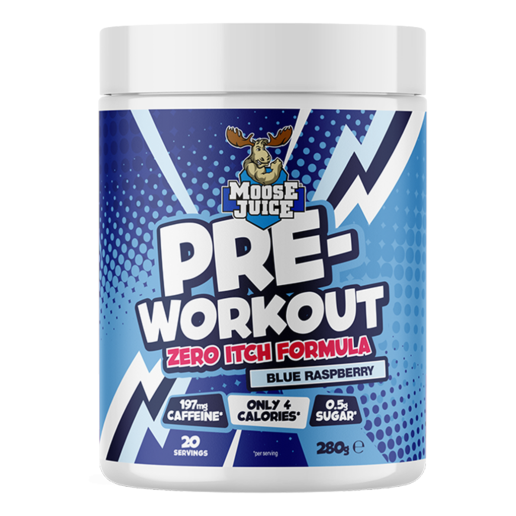 Muscle Moose Pre-Workout - Zero Itch Formula - 280g / Blue Raspberry - Pre-Workout Powder