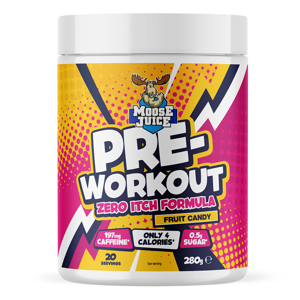 Muscle Moose Pre-Workout - Zero Itch Formula - 280g / Fruit Candy - Pre-Workout Powder