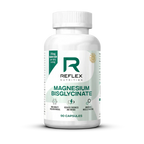 White bottle of Reflex Nutrition Magnesium Bisglycinate capsules with chelated minerals