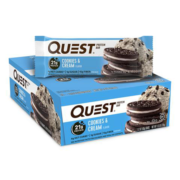 Box of Quest Cookies & Cream nutrition bar from Quest Nutrition Bar collection