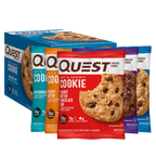 Variety pack of Quest Nutrition Cookies with chewy white chocolate and white chocolate macadamia