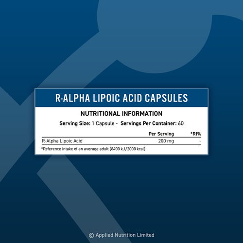Applied Nutrition R-ALA R-ALPHA Lipoic Acid - 60 Caps - Alpha Lipoic Acid Capsules
