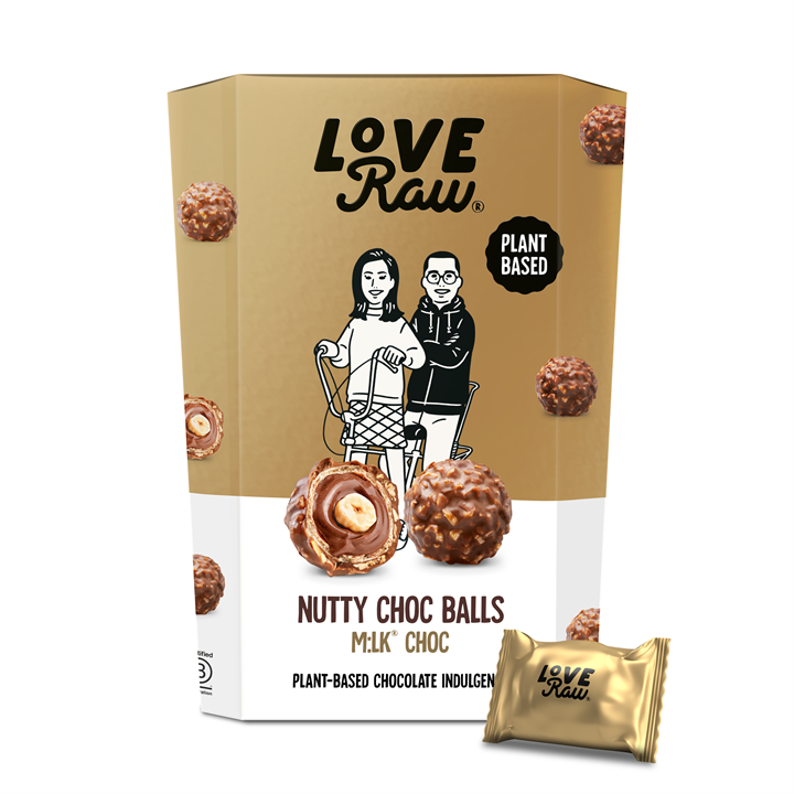 Vegan Nutty Choc Balls LoveRaw Nutty Choc Gift Box with chocolates and gold candy