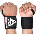 Black RDX Gym Wrist Wraps W3 with thumb loops for support and extended length