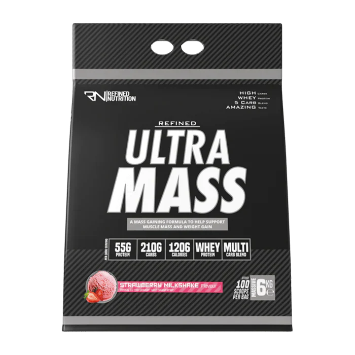 Refined Nutrition Ultra Mass - 6kg / Strawberry Milkshake - Weight Gainer Powder