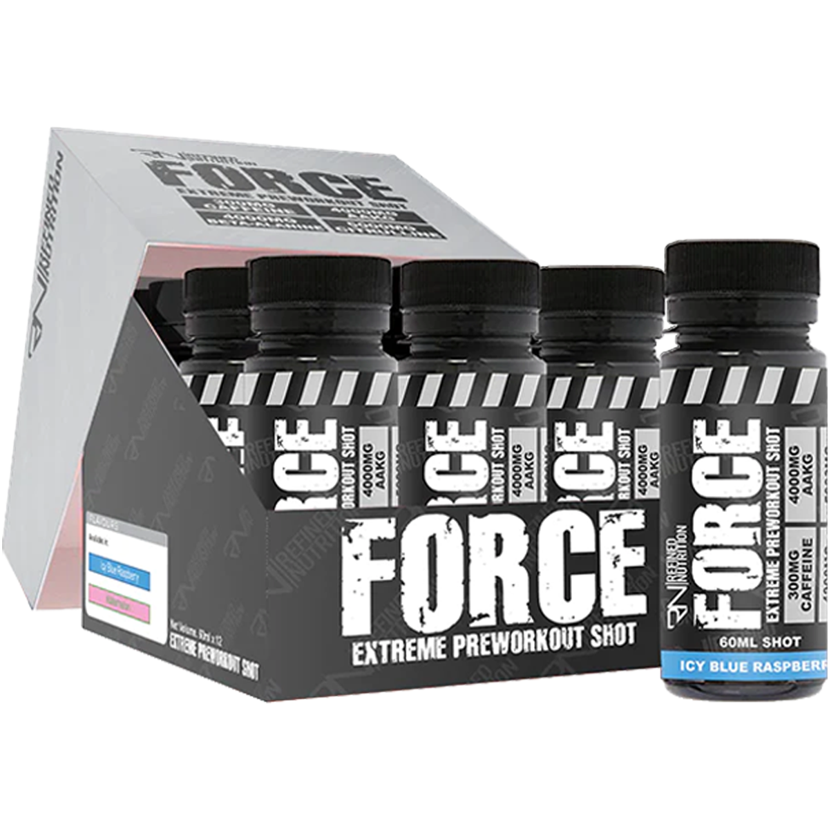 Refined-Nutrition-FORCE-Pre-Workout-Shots--Icy-Blue-Raspberry - 12x60ml / Icy Blue Raspberry - Pre-Workout Shots